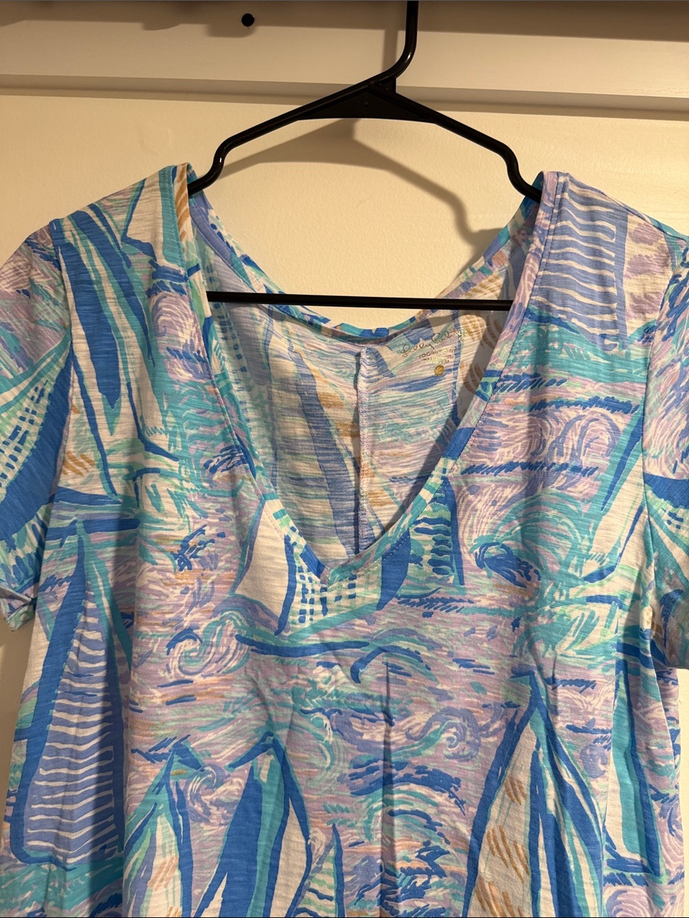 Lilly Pulitzer Blue Multicolor Short-Sleeve V-Neck Women’s Dress - Picture 6 of 11